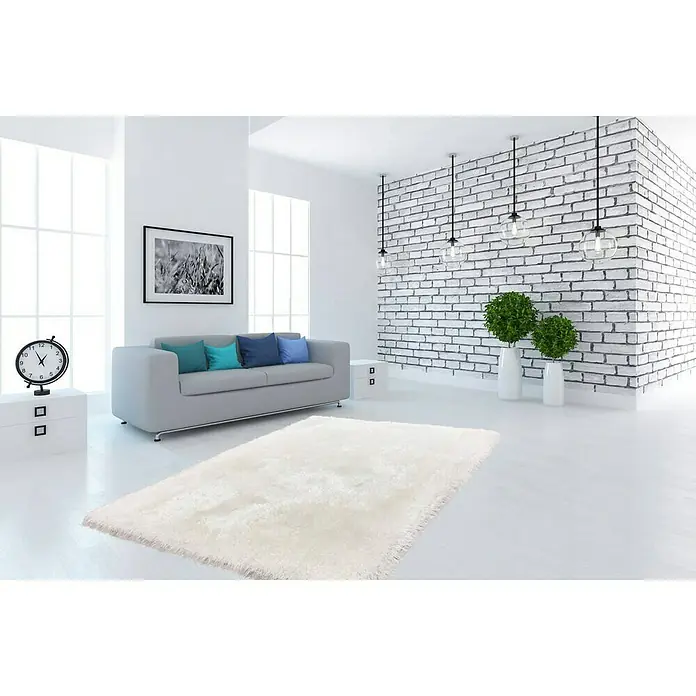 Kayoom Hochflorteppich Cosy - Weiß, 290 x 200 cm, 100 % Polyester - Stimmungsaufnahme