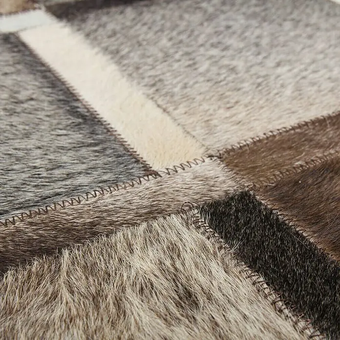 Kayoom Echtlederteppich Eclipse 410 - Grau, Braun, 230 x 160 cm, 100 % Leder - Detailaufnahme