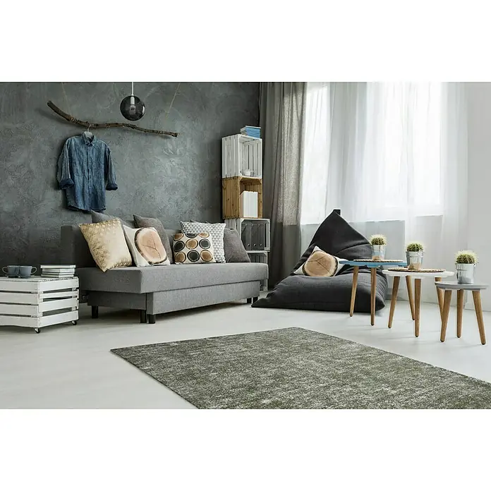 Kayoom Teppich Etna - Silber/Oliv, 150 x 80 cm - Stimmungsaufnahme