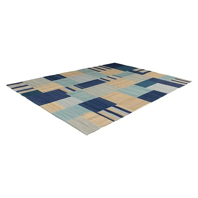 Kayoom Flachgewebeteppich Intenso 315 - Blau, 230 x 160 cm, 80 % Wolle, 20 % Baumwolle - Detailaufnahme