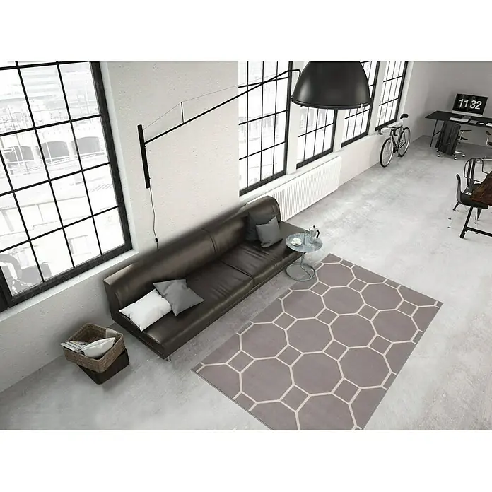 Kayoom Kurzflorteppich Lina 100 - Taupe, 290 x 200 cm, 100 % Polypropylen - Stimmungsaufnahme