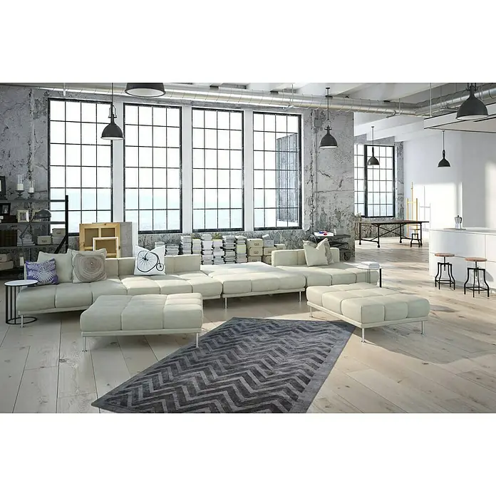 Kayoom Kurzflorteppich Luxury 410 - Grau, 170 x 120 cm, 100 % Viskose - Stimmungsaufnahme