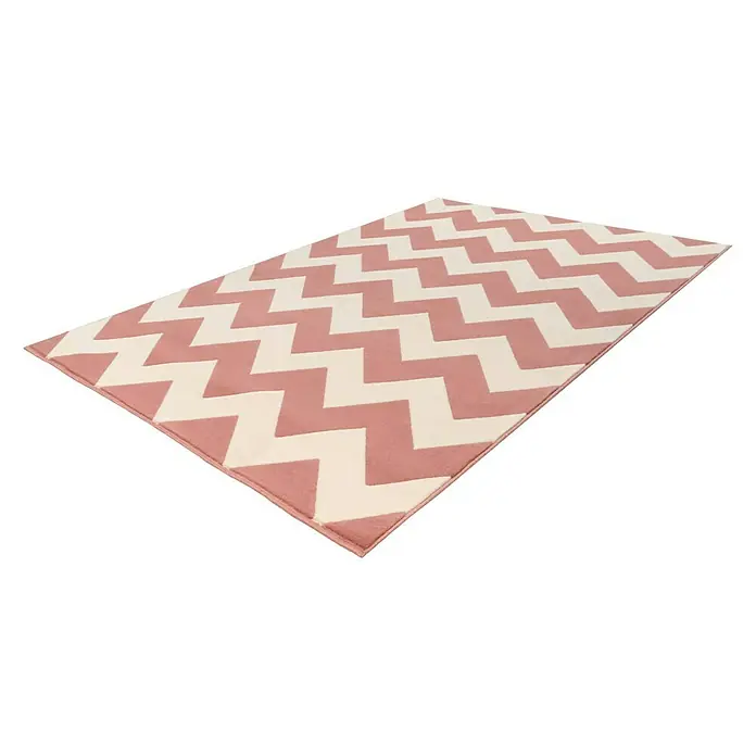 Kayoom Teppich mit Konturenschnitt Maroc - Elfenbein/Rosa, 230 x 160 cm, 100 % Polypropylen - Linke Seitenansicht