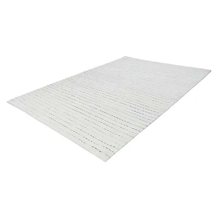 Kayoom Kurzflorteppich Prime - Weiß/Grau, 150 x 80 cm, 70 % Viskose, 30 % Wolle - Linke Seitenansicht