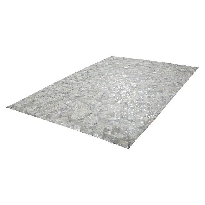Kayoom Echtlederteppich Rocket II - Grau/Silber, 170 x 120 cm, 100 % Leder - Linke Seitenansicht