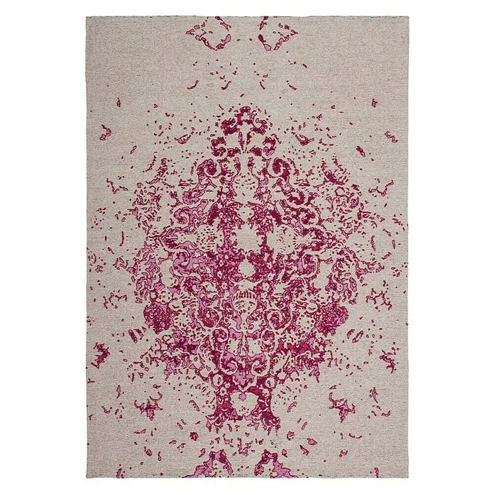 Kayoom Flachgewebeteppich Sitar - Elfenbein/Pink, 150 x 80 cm, 100 % Polyester - Ansicht von oben