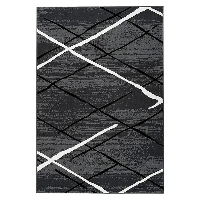 Kayoom Kurzflorteppich Vancouver 110 - Anthrazit, 150 x 80 cm, 100 % Polypropylen - Ansicht von oben