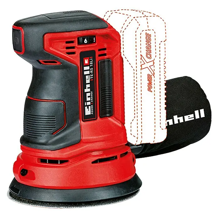 Einhell Power X-Change Akumulatorska ekscentrična brusilica TE-RS 18 Li-Solo - 18 V, Bez akumulatora, Promjer brusnog tanjura: 125 mm - Pogled s lijeve strane