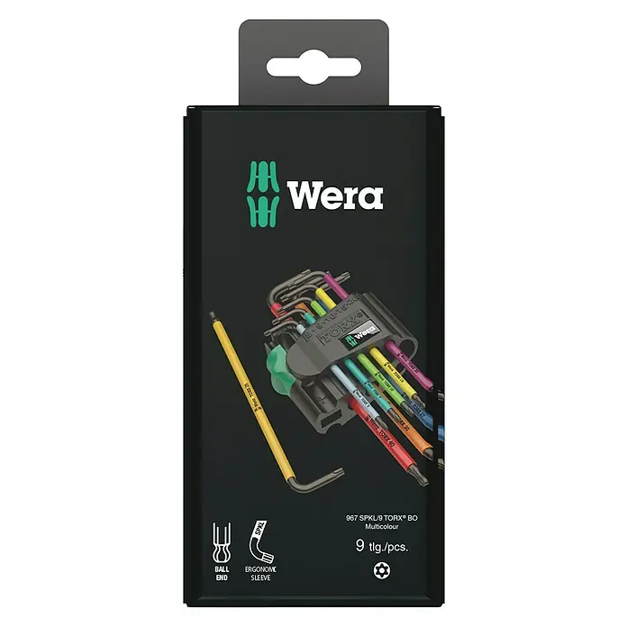 Wera Torx-Schlüsselsatz Multicolor - 9 -tlg., Größe: TX 8 - TX 40 - Vorderansicht
