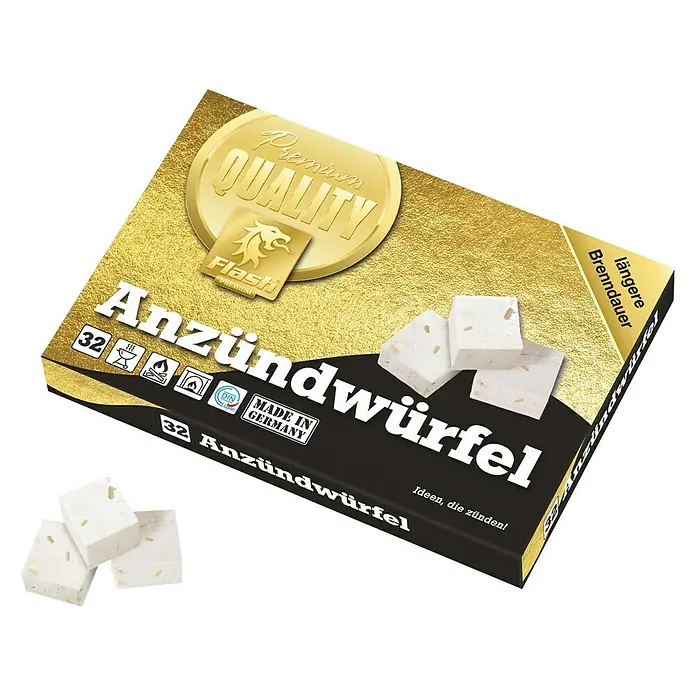 Flash Gold Anzündwürfel - Gesamtstückzahl: 32 Stk. - Vorderansicht
