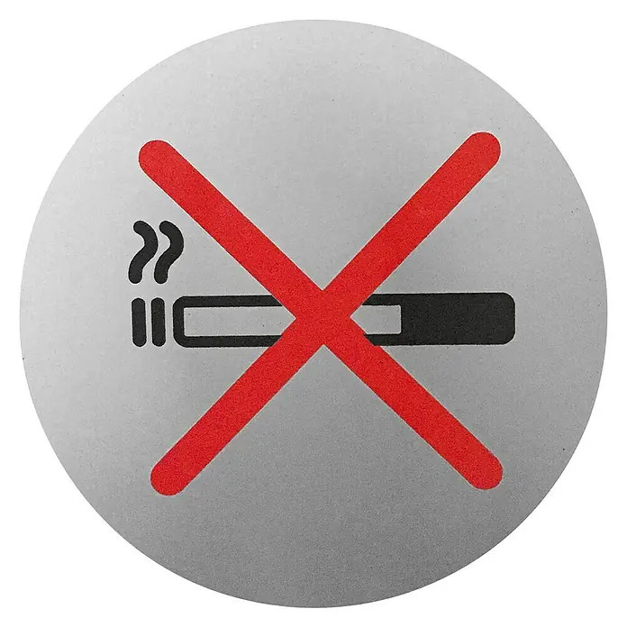 Rótulo - Plateado/Negro, Prohibido fumar, 9 cm