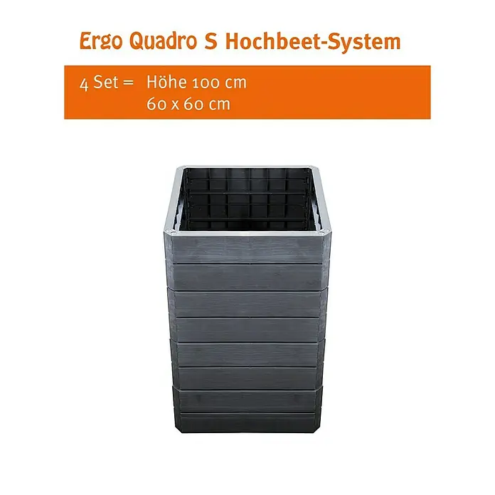 Garantia Hochbeet Ergo Quadro S - 60 x 60 x 25 cm, Kunststoff