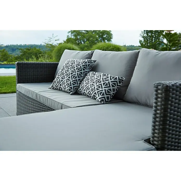 Sunfun Loungemöbel-Set Sandra - 3 -tlg., Polyrattan, Akazie, Aluminium, Hellgrau/Anthrazit