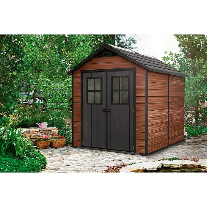 Keter Caseta para jardín Newton 759 - 287 cm, 228 cm, Plástico, Marrón/Negro