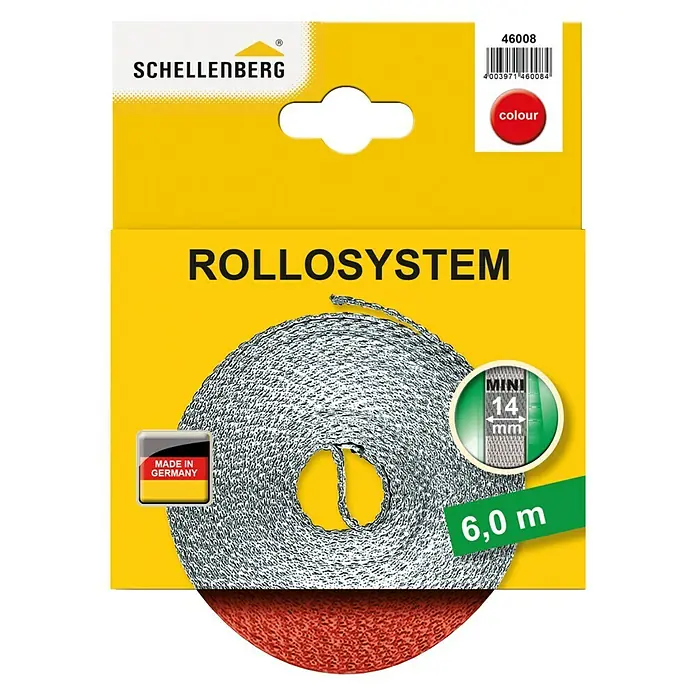 Schellenberg Rollladengurt - Rot, Länge: 6 m, Gurtbreite: 14 mm - Vorderansicht