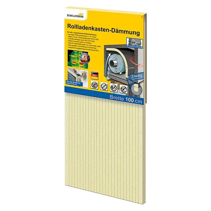 Schellenberg Rollladenkasten-Dämmmatte - L x B x H: 100 x 50 x 1,3 cm, 2 -tlg., Geeignet für: Große Rollladenkästen - Vorderansicht