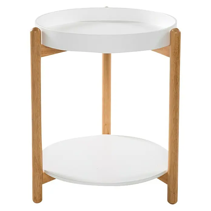 Phönix Rubby Beistelltisch - Ø x H: 40 x 45 cm, Weiß, Braun - Rechte Seitenansicht