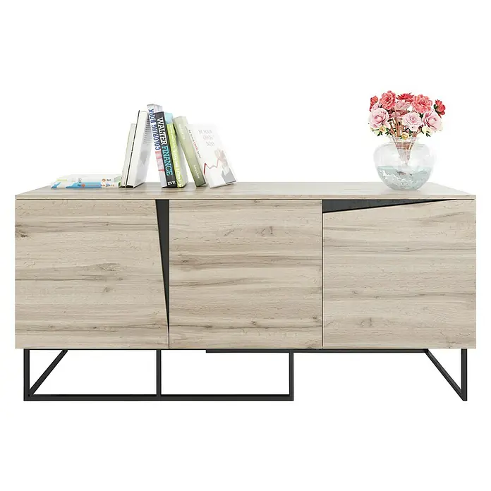 Phönix Carv Sideboard - L x B x H: 45 x 165 x 75 cm, Wild Oak, Anzahl Türen: 3 Stk. - Vorderansicht