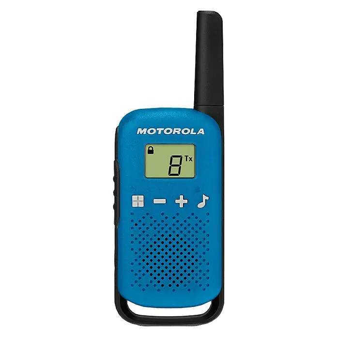 Motorola Solutions Walkie Talkie Talkabout T42 - Reichweite ca.: 4 km, Blau/Schwarz - Detailaufnahme
