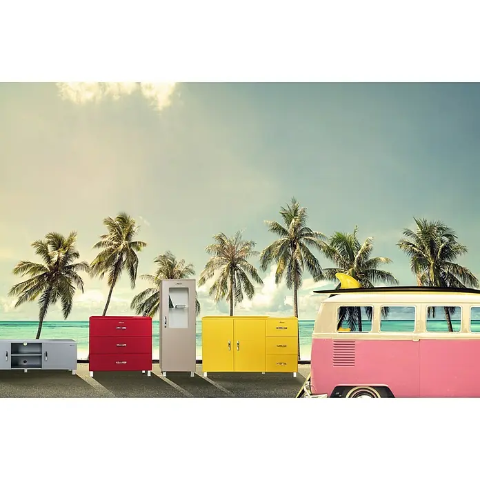 Phönix Miami Kommode - L x B x H: 43 x 97,6 x 88,8 cm, Rot, Anzahl Schubladen: 3 Stk. - Stimmungsaufnahme