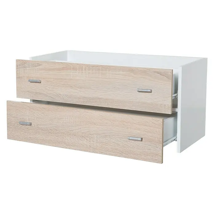 Phönix Toronto Container - L x B x H: 31,9 x 66,1 x 32,1 cm, Braun, Weiß, Anzahl Schubladen: 2 Stk. - Vorderansicht