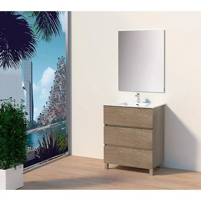 Conjunto de mueble de baño Berta - 70 cm, 3 piezas, Nebraska, Mate