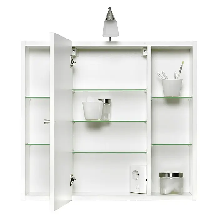 Sieper Spiegelschrank Latina - B x H: 72 x 65 cm, Mit Beleuchtung, MDF, Weiß - Detailaufnahme
