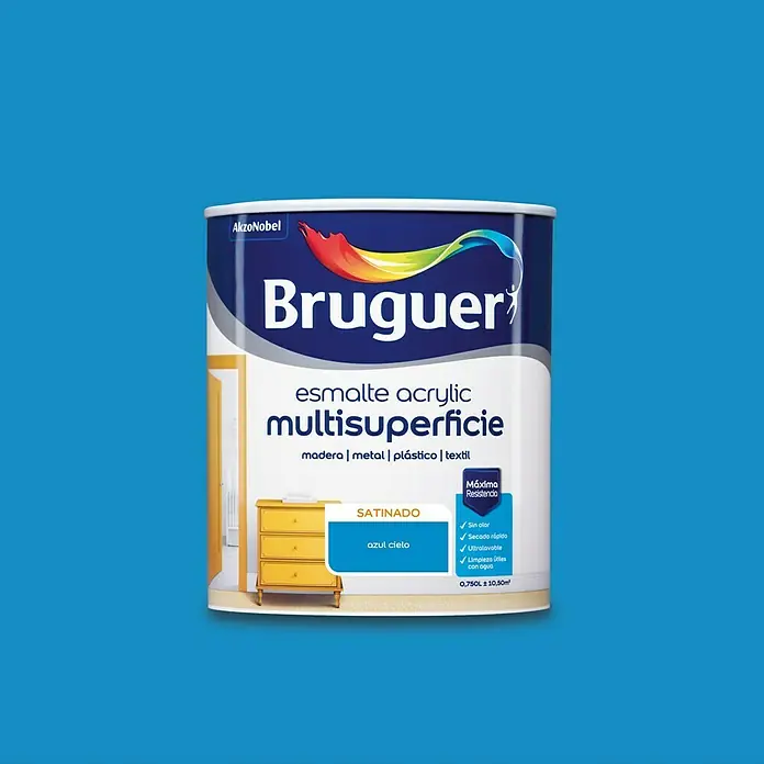Bruguer Esmalte de color Acrylic Multisuperficie - Azul cielo, 750 ml, Satinado