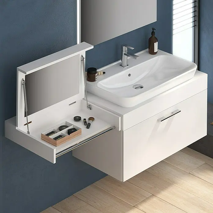 Camargue Loft Aufsatzwaschbecken - 80 x 49,5 cm, Keramik, Weiß - Vorderansicht