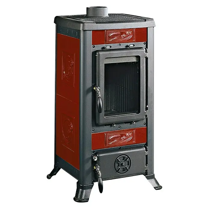 La Nordica Kaminofen Fulvia - 6 kW, Raumheizvermögen: 172 m³, Verkleidung: Keramik, Schwarz/Bordeaux
