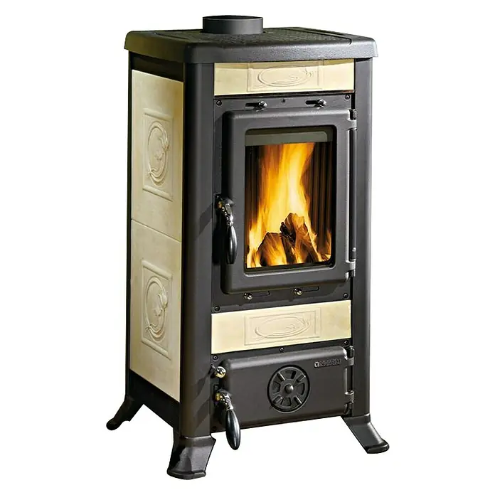 La Nordica Kaminofen Fulvia - 6 kW, Raumheizvermögen: 172 m³, Verkleidung: Keramik, Schwarz/Pergament