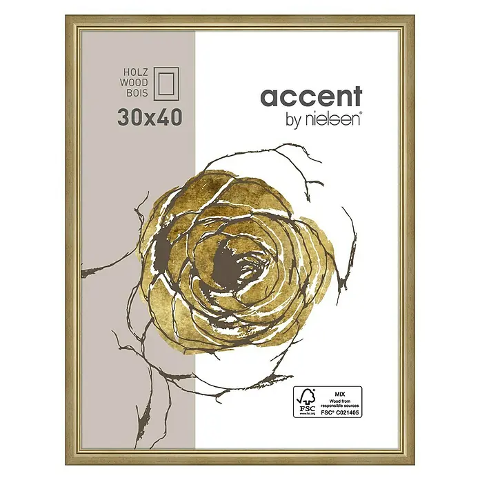 Nielsen Bilderrahmen Ascot - Gold, 30 x 40 cm, Holz - Vorderansicht