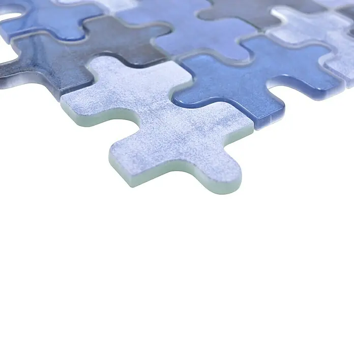 Mosaikfliese Puzzle Crystal Mix XCM PT01B - 29,8 x 29,8 cm, Blau, Glänzend - Detailaufnahme