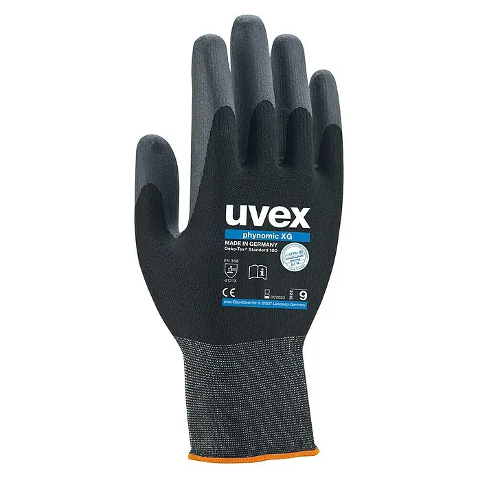 Uvex Schutzhandschuhe Phynomic XG - Konfektionsgröße: 9, Schwarz
