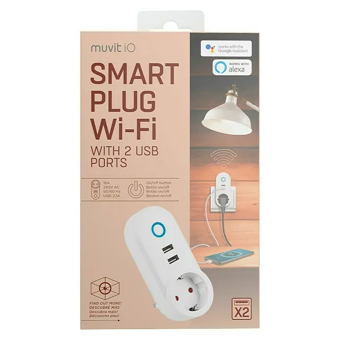 Muvit iO Enchufe inteligente inteligente WiFi con USB - Blanco