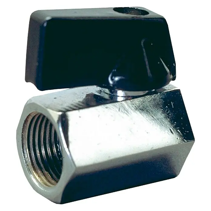 Válvula esférica mini H-H - ½″, Latón, Cromado, Negro
