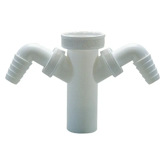 Racor doble vaciado para lavadora y lavavajillas - Diámetro: 40 mm, Polipropileno