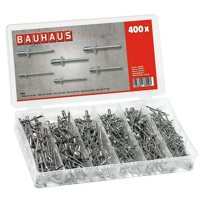 BAUHAUS Blindnieten-Sortiment - 400 Stk., Flachkopf