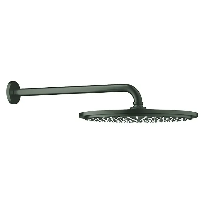 Grohe Kopfbrausen-Set Rainshower Cosmopolitan 310 - Durchmesser: 31 cm, 9,5 l/min bei 3 bar, Wandmontage, Hard Graphite gebürstet - Rechte Seitenansicht