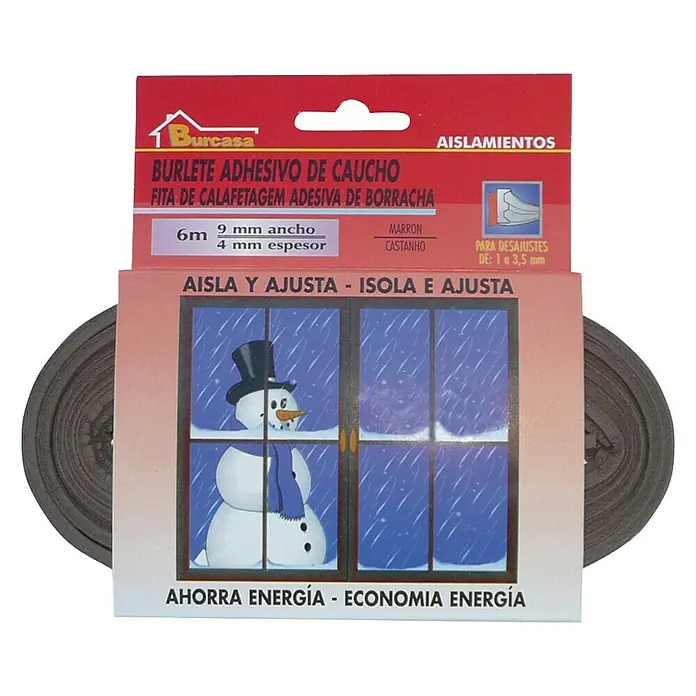 Burlete para ventanas Formato E - Marrón, Largo: 6 m, Desajustes de 1 - 3,5 mm