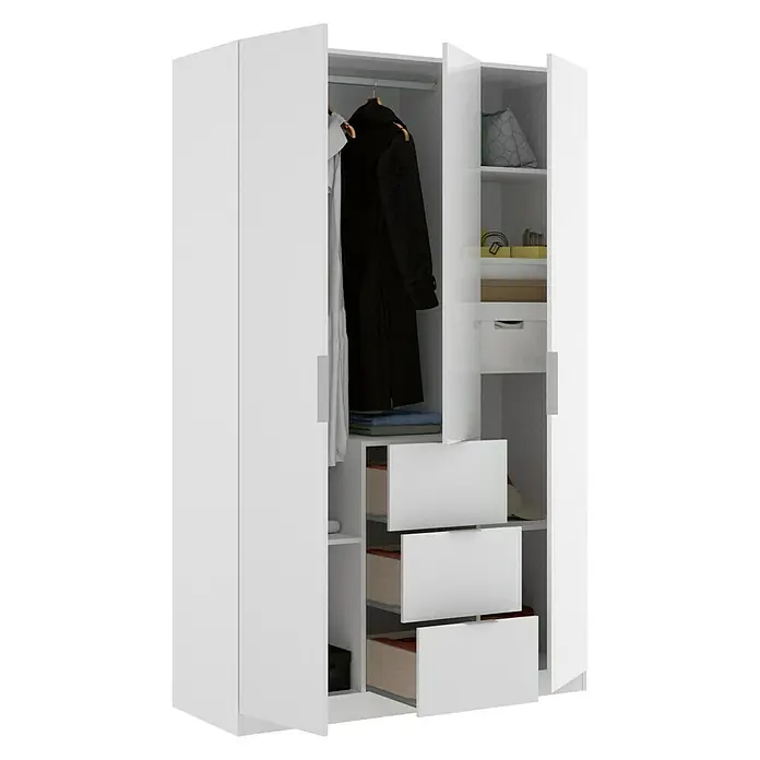 Armario para ropa Essen con cajones - L x An x Al: 52 x 135 x 204,4 cm, Blanco