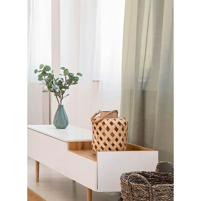 Visillo para ventana Eser - 140 x 270 cm, 100% poliéster, Marrón