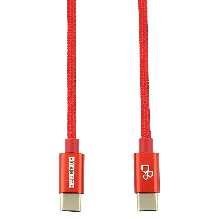 BAUHAUS USB-Ladekabel - Rot, 1 m, C-Stecker auf C-Stecker - Vorderansicht