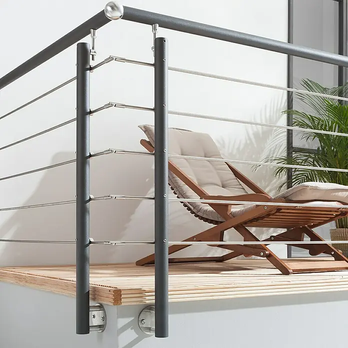 Treba Frewa Geländer-Set AG5 - Seitenmontage, Aluminium, Anthrazit, Edelstahl, Länge: 1.500 mm