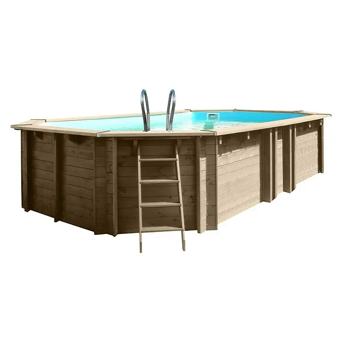 Gre Piscina de madera Vermela - 672 x 472 x 146 cm, Capacidad: 24,1 m³, Marrón claro