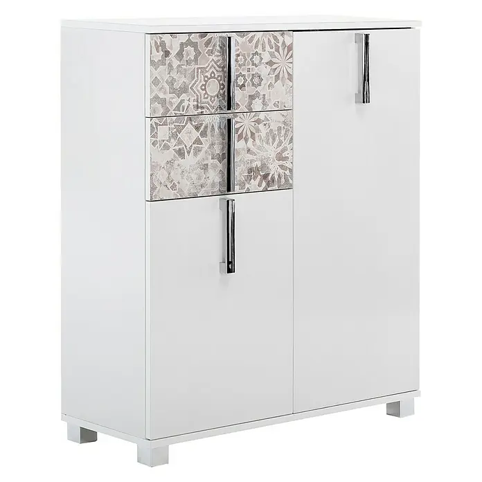 Schildmeyer Luca Unterschrank - 81 x 32 x 95 cm, Weiß/Mexicograu - Linke Seitenansicht