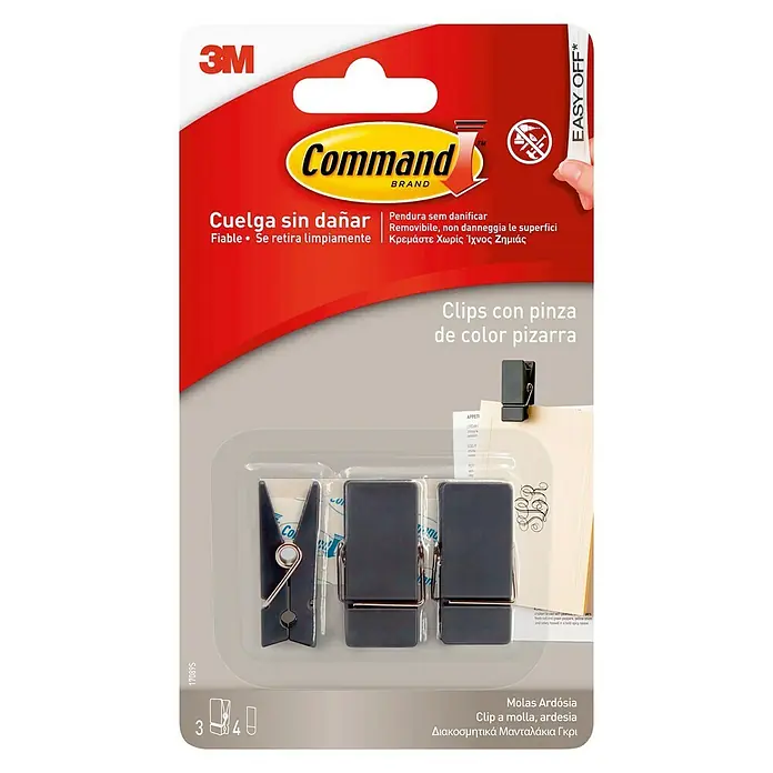 3M Command Set de pinzas - 3 ud., Negro