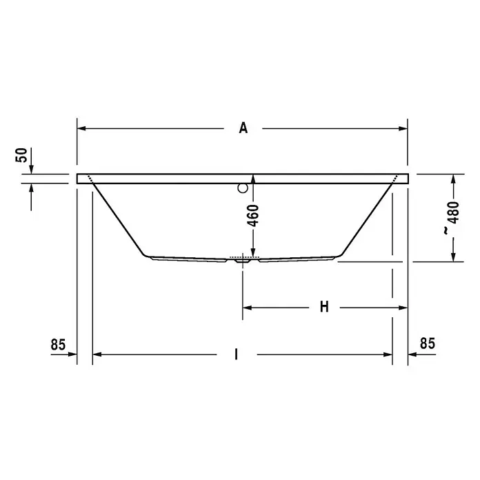 Duravit Badewanne Vero Air - 180 x 80 cm, Sanitäracryl, Weiß - Vorderansicht