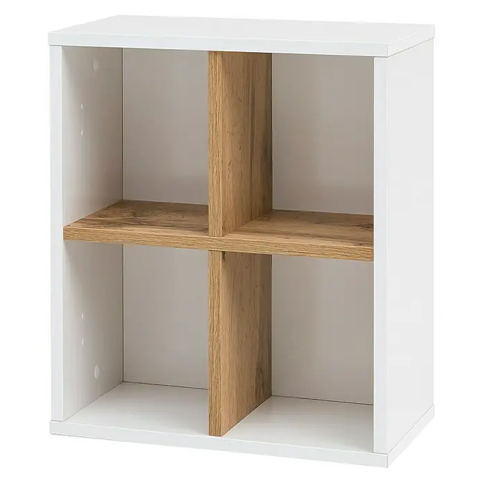 Schildmeyer Padua Wandregal - 41 x 21 x 48 cm, Weiß/Eiche - Rechte Seitenansicht