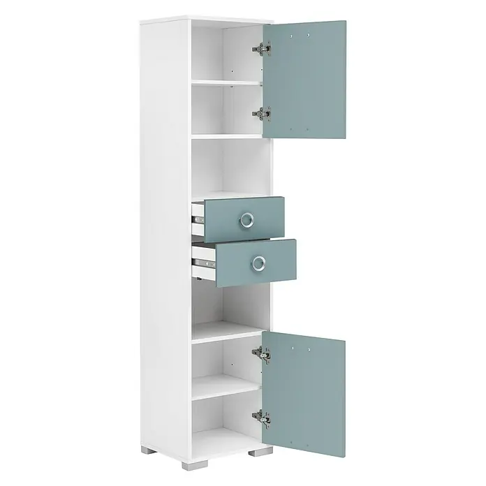 Schildmeyer Kimi Hochschrank - 40 x 33 x 172 cm, Weiß, Taubenblau - Detailaufnahme